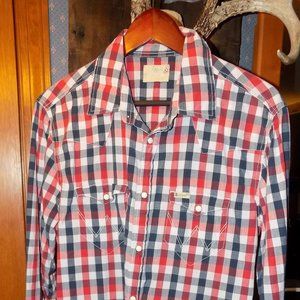 Wranger Snap Button Down Shirt Blue Bell Medium